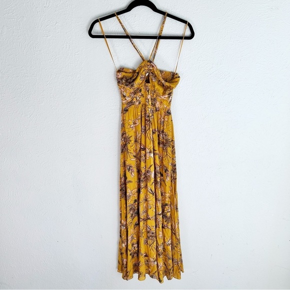 Free People One Step Ahead Yellow Floral Maxi Dress Sz XS - Picture 2 of 4